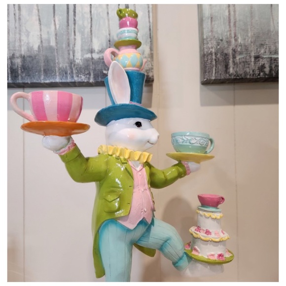 NEW Novogratz Mad Hatter Juggling Easter Bunny on Teacup 🐰 - Picture 9 of 12